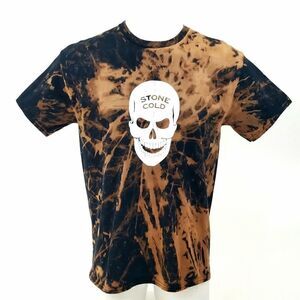 STONE COLD STEVE AUSTIN Acid Wash, Distressed Skull Logo Wrestling Tee Rap Tee